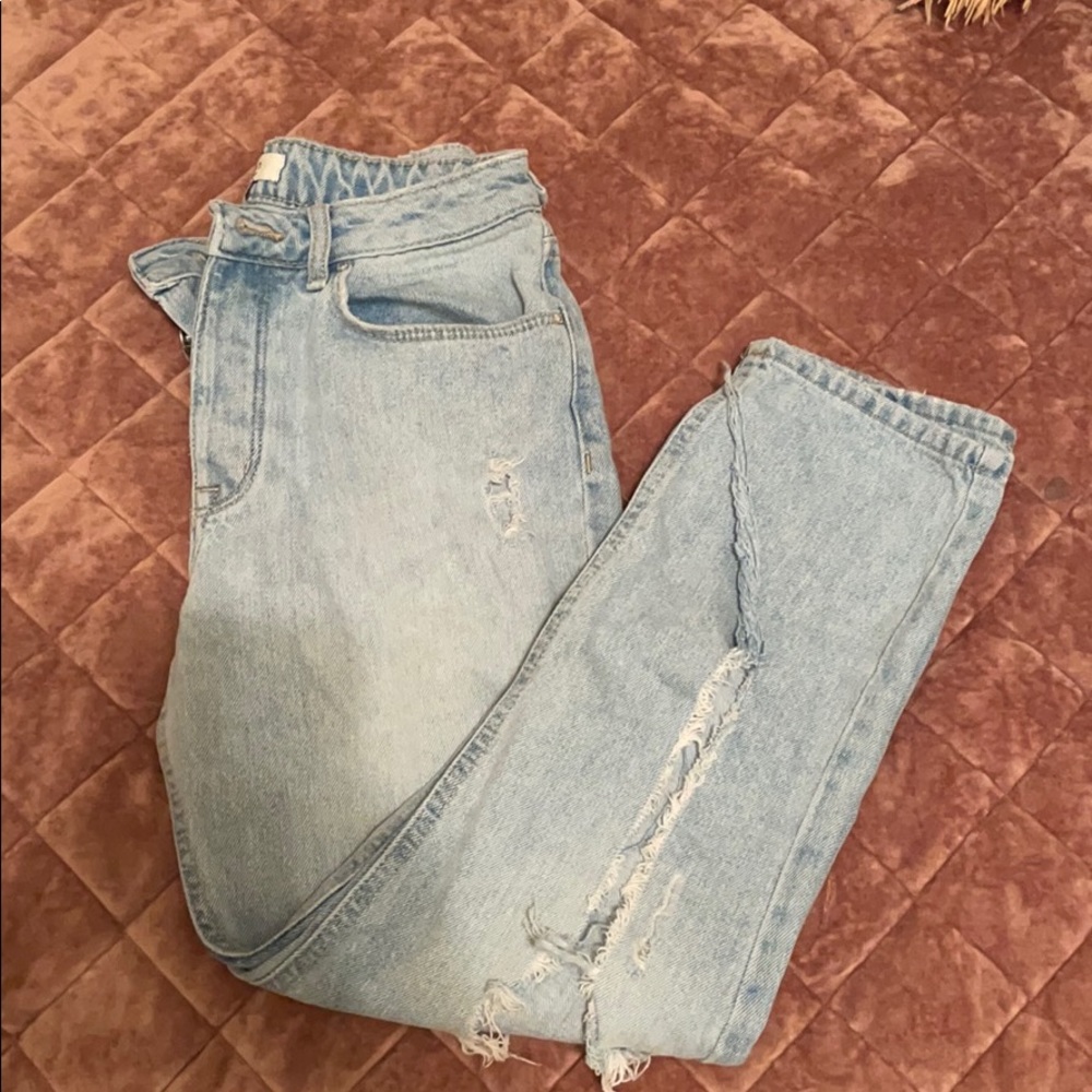 Distressed and ripped boyfriend jeans